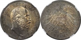 Deutsche Münzen und Medaillen ab 1871, REICHSSILBERMÜNZEN, Anhalt. Friedrich I. (1871-1904). 5 Mark 1896 A, Silber. Jaeger 21. NGC MS-61