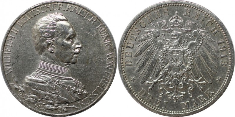 Deutsche Münzen und Medaillen ab 1871, REICHSSILBERMÜNZEN, Preußen, Wilhelm II. ...