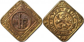 Deutsche Münzen und Medaillen ab 1871, DEUTSCHE NEBENGEBIETE. Notmünze. Stadt Gent. 1 Frank 1915 R. Cu, Vergoldet. Jaeger 617. I. Vorzüglich