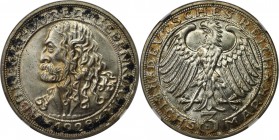Deutsche Münzen und Medaillen ab 1871, REICHSSILBERMÜNZEN. Zum 400. Todestag von Albrecht Dürer. 3 Reichsmark 1928 D, Jaeger 332. NGC MS-64