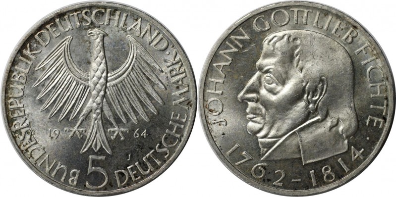 Deutsche Münzen und Medaillen ab 1945, BUNDESREPUBLIK DEUTSCHLAND. 5 Mark 1964 J...