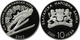 Europäische Münzen und Medaillen, Bulgarien / Bulgaria. XIX. Olympische Winterspiele 2002 in Salt Lake City - Skisprungschanze. 10 Leva 2001, Silber. ...