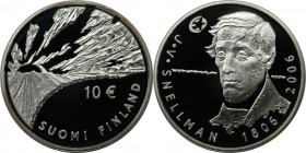 Europäische Münzen und Medaillen, Finnland / Finland. 125. Todestag von Johan Vilhelm Snellman. 10 Euro 2006, Silber. KM 124. Polierte Platte, mit Pla...