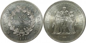 Europäische Münzen und Medaillen, Frankreich / France. Herkulesgruppe. 50 Francs 1978, Silber. KM 941.1. Stempelglanz
