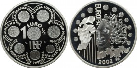 Europäische Münzen und Medaillen, Frankreich / France. Europäische Währungsunion. 1 1/2 Euro 2002, Silber. KM 1301. Polierte Platte