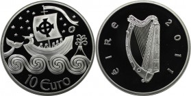 Europäische Münzen und Medaillen, Irland / Ireland. St. Brendan, der Navigator. 10 Euro 2011, Silber. Polierte Platte