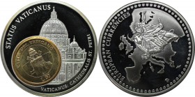 Europäische Münzen und Medaillen, Italien / Italy. Vatican. "European Currencies". Medaille ND (2002). Inlay: 50 Lire Johannes Paul II. Stempelglanz