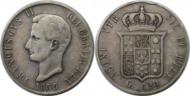 Europäische Münzen und Medaillen, Italien / Italy. Neapel. Francesco II. 120 Grana 1859, Silber. KM 381. Sehr schön+