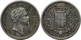 Europäische Münzen und Medaillen, Italien / Italy. EMILIA. Vittorio Emanuele II. 50 Centesimi 1860, Silber. KM 11. Sehr schön