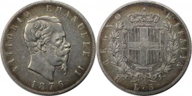 Europäische Münzen und Medaillen, Italien / Italy. Vittorio Emanuele II. 5 Lire 1876 R, Silber. KM 8.4. Sehr schön+