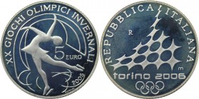 Europäische Münzen und Medaillen, Italien / Italy. XX. Olympische Winterspiele 2006 in Turin - Eiskunstlauf. 5 Euro 2005, Silber. Polierte Platte, mit...