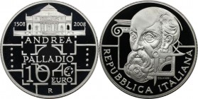 Europäische Münzen und Medaillen, Italien / Italy. 500 Jahre der Naissance von Andrea Palladio. 10 Euro 2008, Silber. KM 305. Polierte Platte