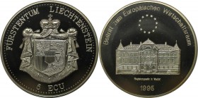 Europäische Münzen und Medaillen, Liechtenstein. Regierungssitz in Vaduz. 5 Ecu 1995, Kupfer-Nickel. Stempelglanz