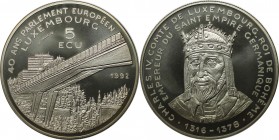 Europäische Münzen und Medaillen, Luxemburg / Luxembourg. 40 Jahre EU-Parlament - Charles IV. 5 Ecu 1992, Kupfer-Nickel. KM X# 21. Stempelglanz