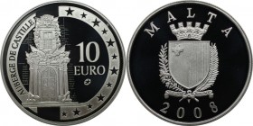 Europäische Münzen und Medaillen, Malta. Auberge de Castille, Valletta. 10 Euro 2008, Silber. Polierte Platte