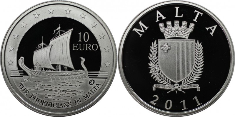 Europäische Münzen und Medaillen, Malta. Phönizier auf Malta. 10 Euro 2011, Silb...