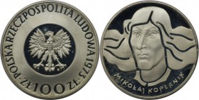 Europäische Münzen und Medaillen, Polen / Poland. Mikolaj Kopernik. 100 Zlotych 1973, Silber. KM 68. Polierte Platte, mit Plastik Box