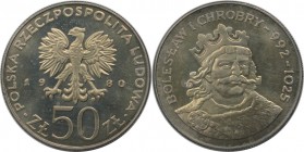 Europäische Münzen und Medaillen, Polen / Poland. Boleslaw I Chrobry. 50 Zlotych 1980, Kupfer-Nickel. KM 114. Polierte Platte