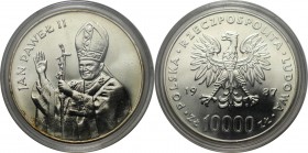 Europäische Münzen und Medaillen, Polen / Poland. Johannes Paul II. mit einem Kreuz. 10000 Zlotych 1987, Silber. 0.46 OZ. KM Y#164. Stempelglanz