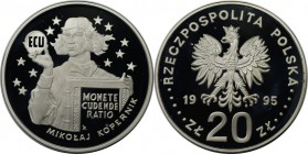 Europäische Münzen und Medaillen, Polen / Poland. Mikolaj Kopernik. 20 Zlotych 1995, Silber. 0.92 OZ. KM Y#302. Polierte Platte