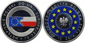 Europäische Münzen und Medaillen, Polen / Poland. European accession 2004. 10 Zlotych 2004, Silber. KM Y#482. Polierte Platte
