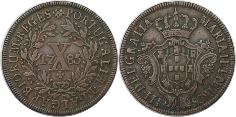 Europäische Münzen und Medaillen, Portugal. Maria I. & Pedro III. 10 Reis 1785, ...