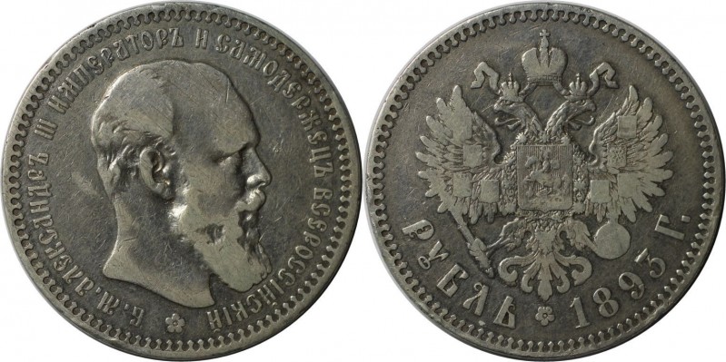 Russische Münzen und Medaillen, Alexander III. (1881-1894). Rubel 1893, Silber. ...