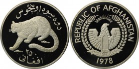 Weltmünzen und Medaillen, Afghanistan. Schneeleopard. 250 Afghanis 1978, 28.28 g. 0.925 Silber. 0.84 OZ. KM 979. Polierte Platte
