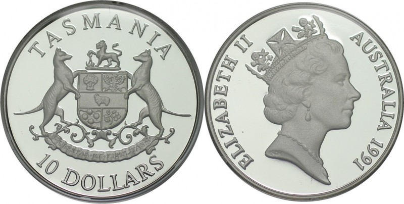 Weltmünzen und Medaillen, Australien / Australia. "Tasmania". 10 Dollars 1991. 2...