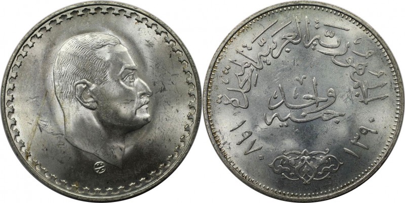 Weltmünzen und Medaillen, Ägypten / Egypt. Präsident Nasser. 1 Pound 1970, Silbe...