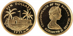 Weltmünzen und Medaillen, Bahamas. 10 Dollars 1971. 3,99 g. 0.917 Gold. 0.12 OZ. KM 26. Polierte Platte