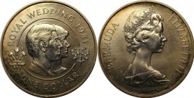Weltmünzen und Medaillen, Bermuda. Hochzeit von Prinz Charles und Lady Diana. 1 Dollar 1981, Kupfer-Nickel. KM 28. Stempelglanz