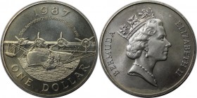 Weltmünzen und Medaillen, Bermuda. 50-jähriges Jubiläum - kommerzielle Luftfahrt. 1 Dollar 1987, Kupfer-Nickel. KM 52. Stempelglanz