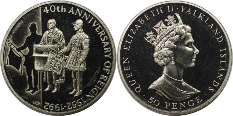 Weltmünzen und Medaillen, Falklandinseln / Falkland islands. 40. Jahrestag der T...