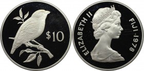 Weltmünzen und Medaillen, Fidschi / Fiji. Papageienfink. 10 Dollars 1978, Silber. KM 41a. Polierte Platte
