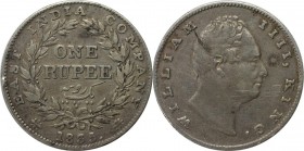 Weltmünzen und Medaillen, Indien / India. British Indien. William IV. (1830-1837). 1 Rupee 1835. Silber. KM 450.7. Sehr Schön