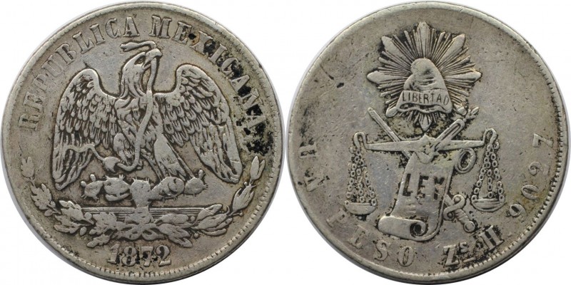 Weltmünzen und Medaillen, Mexiko / Mexico. 1 Peso 1872 Zs H, Silber. KM 408.8. S...