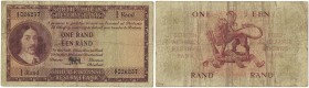 Banknoten, Südafrika / South Africa. 1 Rand ND (1961). Erste Zeilen mit Banknamen und Wert in Englisch. Pick 102a. III
