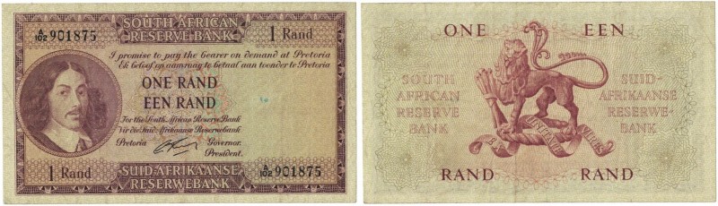 Banknoten, Südafrika / South Africa. 1 Rand ND (1962-1965). Erste Zeilen mit Ban...