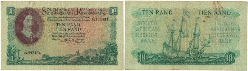 Banknoten, Südafrika / South Africa. 10 Rand ND (1962-1965). Erste Zeilen mit Ba...