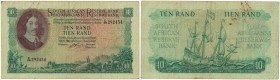 Banknoten, Südafrika / South Africa. 10 Rand ND (1962-1965). Erste Zeilen mit Banknamen und Wert in Englisch. Pick 106b. II-
