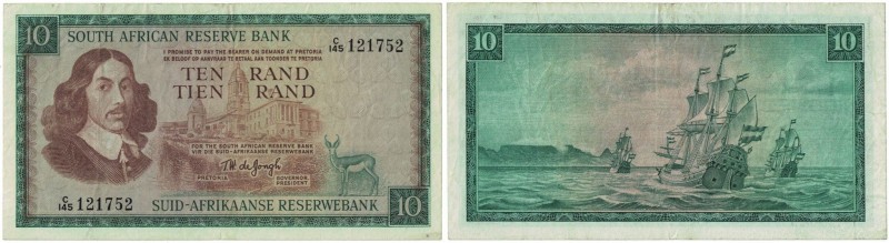 Banknoten, Südafrika / South Africa. 10 Rand ND (1967-1974). Erste Zeilen mit Ba...