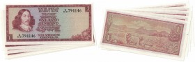 Banknoten, Südafrika / South Africa, Lots und Sammlungen. 5 x 1 Rand 1975. Pick 115b. Lot von 5 Banknoten. I