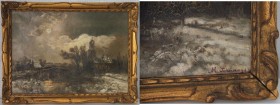Kunst und Antiquitäten / Art and antiques. Ölgemälde. Nachtlandschaft. 1809 Jahr. Rechts unten signiert M. Löhüringa. Maße Gemälde: 39 x 28.5 cm. Maße...