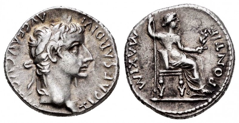 Tiberius. Denarius. 16 d.C. Lugdunum. (Spink-1763). (Ric-30). Anv.: TI CAESAR DI...