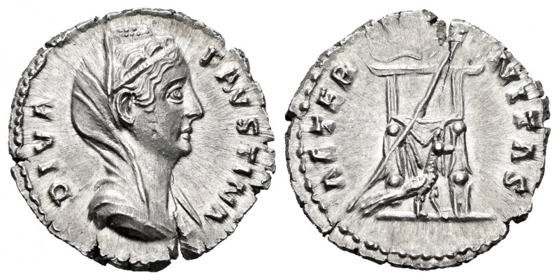 Faustina Senior. Denarius. 141 AD. Rome. (Ric-353). Anv.: DIVA FAVSTINA. Veiled ...