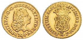 Philip V (1700-1746). 1 escudo. 1741. Madrid. JF. (Cal 2008-492). Au. 3,34 g. Rare. VF. Est...400,00. 

SPANISH DESCRIPTION: Felipe V (1700-1746). 1 e...