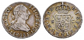 Charles III (1759-1788). 1/2 real. 1788. Sevilla. C. (Cal-318). Ag. 1,42 g. Choice VF. Est...70,00. 

SPANISH DESCRIPTION: Carlos III (1759-1788). 1/2...