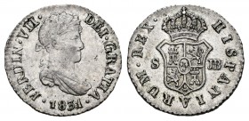 Ferdinand VII (1808-1833). 1/2 real. 1831. Sevilla. JB. (Cal 2008-1398). Ag. 1,43 g. Attractive. XF. Est...100,00. 

SPANISH DESCRIPTION: Fernando VII...
