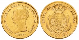 Elizabeth II (1833-1868). 100 reales. 1855. Sevilla. (Cal-796). Au. 8,36 g. Choice VF/Almost XF. Est...375,00. 

SPANISH DESCRIPTION: Isabel II (1833-...